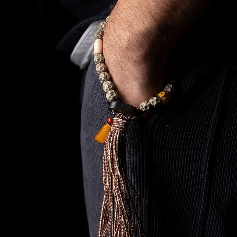 Empowering Star Moon Bodhi Seed Mala Bracelet with Tassel