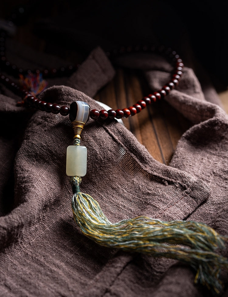 Prosperity Red Sandalwood Buddha Mala Beads Bracelet