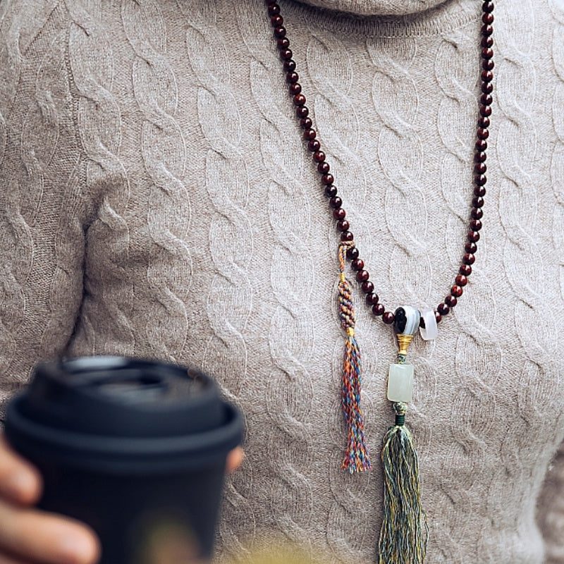 Prosperity Red Sandalwood Buddha Mala Beads Bracelet
