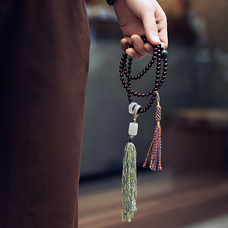 Prosperity Red Sandalwood Buddha Mala Beads Bracelet