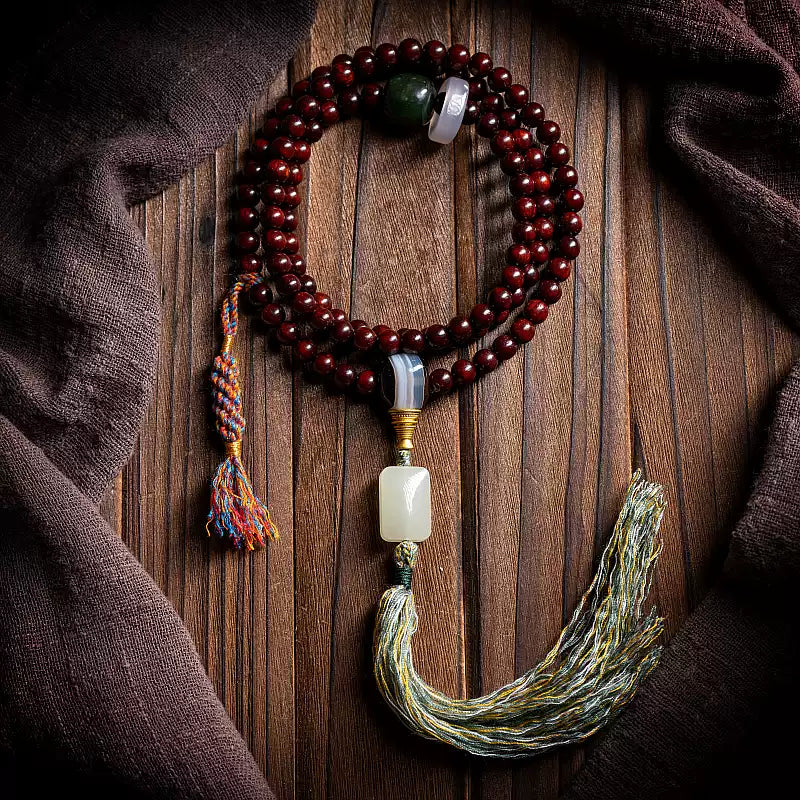Prosperity Red Sandalwood Buddha Mala Beads Bracelet