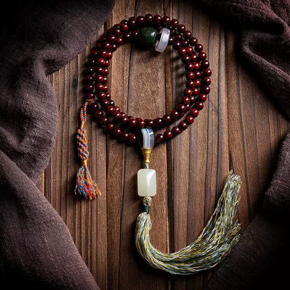 Prosperity Red Sandalwood Buddha Mala Beads Bracelet