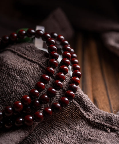Prosperity Red Sandalwood Buddha Mala Beads Bracelet