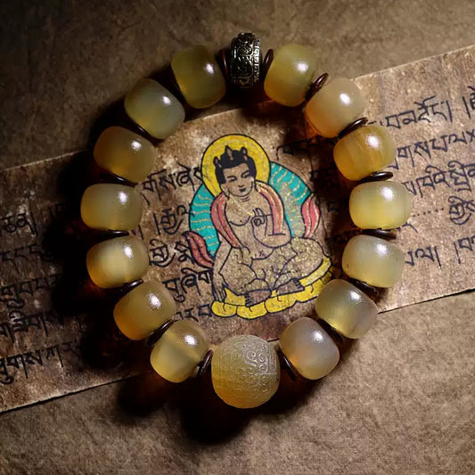 Authentic Yak Horn Prayer Beads Bracelet