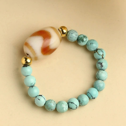 Uplifting Spring Turquoise Dzi Beads Bracelet