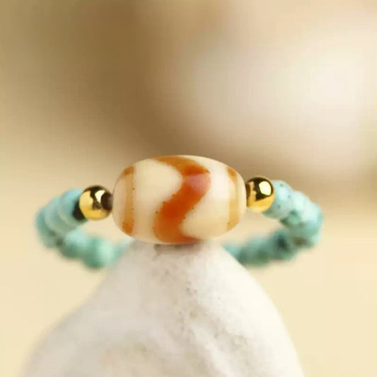 Uplifting Spring Turquoise Dzi Beads Bracelet